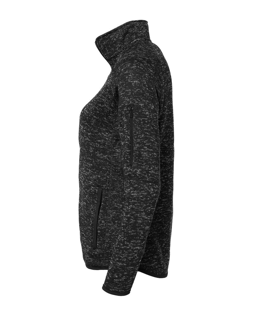 Left View of Heather Black Women&#39;s Sweater Knit Jacket - 5901