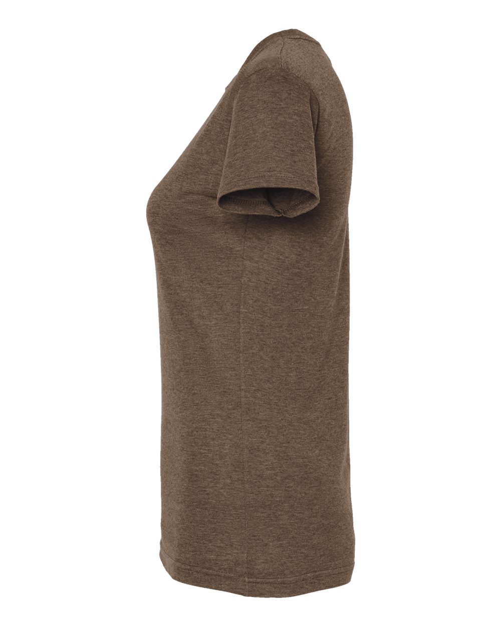 Left View of Heather Brown Women&#39;s Poly-Rich T-Shirt - 240