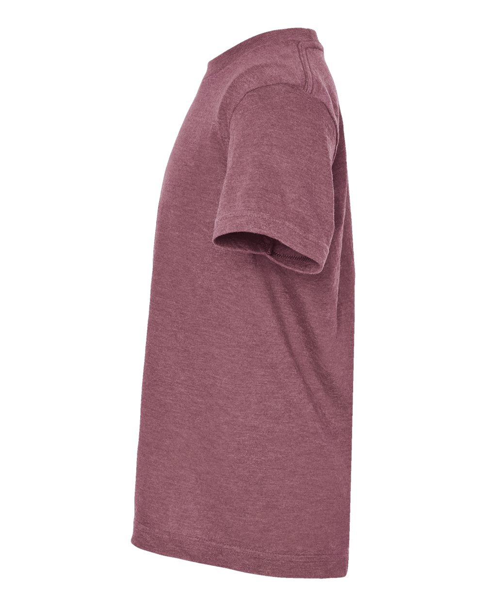 Left View of Heather Cassis Youth Fine Jersey T-Shirt - 235