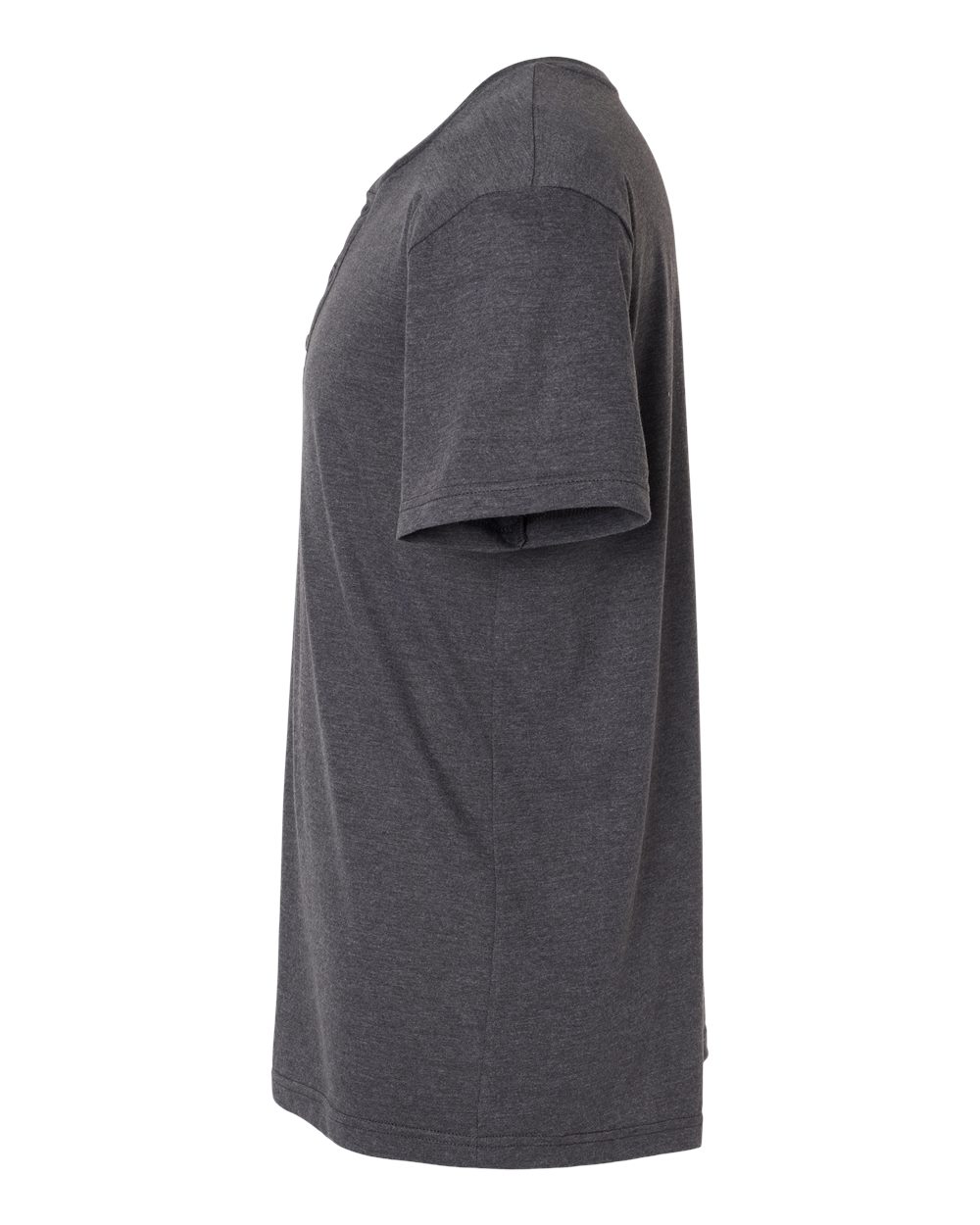 Left View of Heather Charcoal CVC Henley Tee - 2004CVC
