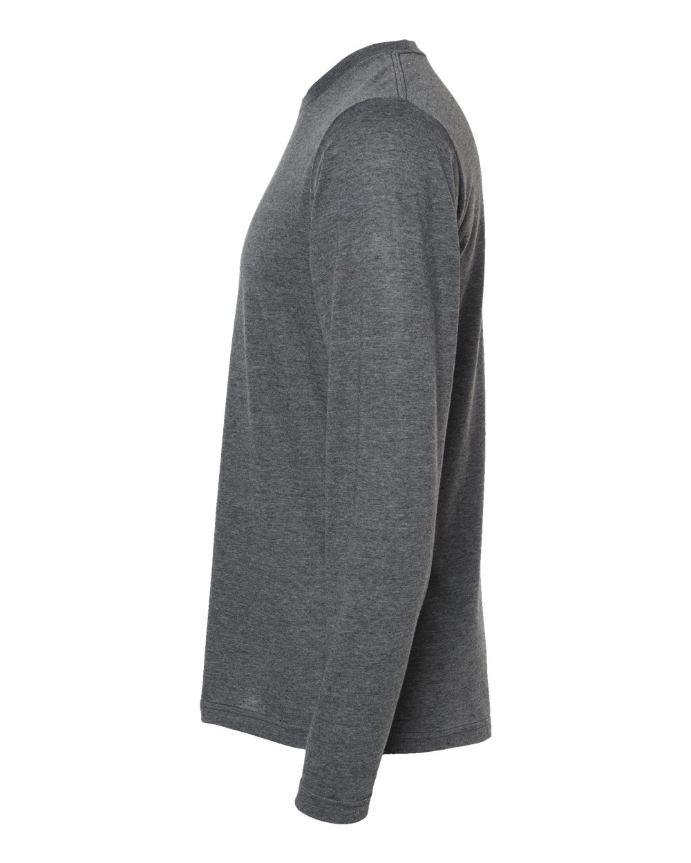 Left View of Heather Charcoal Poly-Rich Long Sleeve T-Shirt - 242