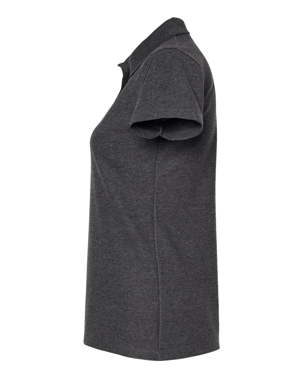 Left View of Heather Charcoal Women&#39;s 50/50 Sport Pique Polo - 401