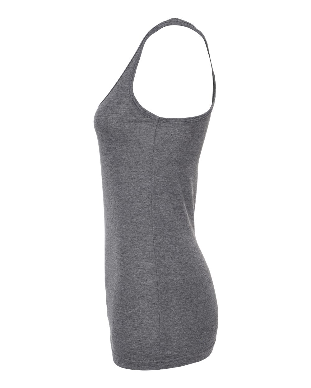 Left View of Heather Charcoal Women&#39;s Poly-Rich Racerback Tank Top - 190