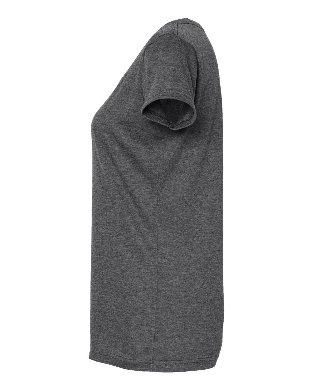 Left View of Heather Charcoal Women&#39;s Poly-Rich Scoop Neck T-Shirt - 243