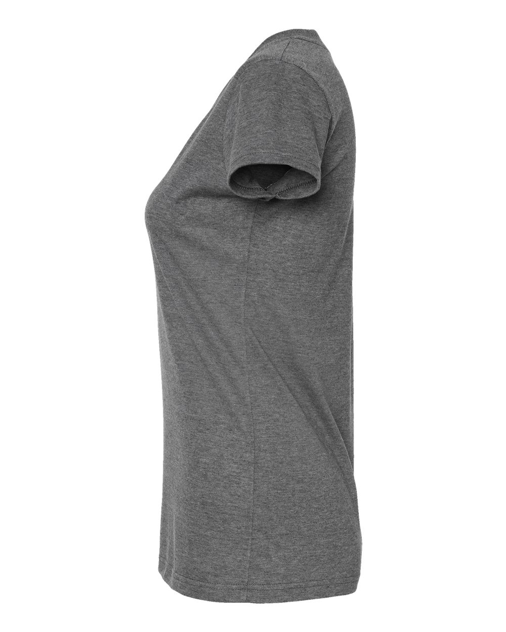Left View of Heather Charcoal Women&#39;s Poly-Rich V-Neck T-Shirt - 244