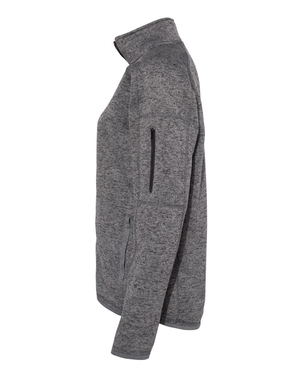 Left View of Heather Charcoal Women&#39;s Sweater Knit Jacket - 5901
