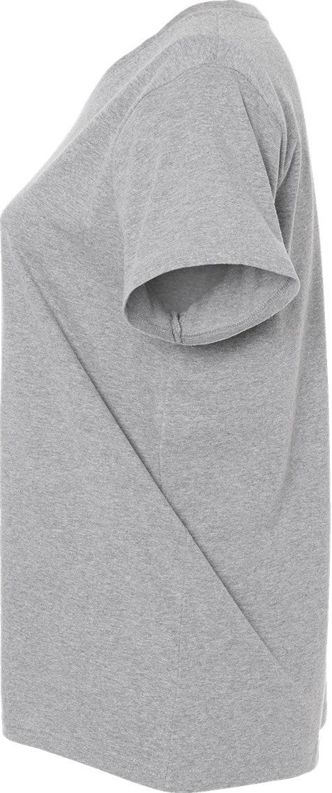 Left View of Heather Curvy Collection Women's Fine Jersey V-Neck Tee - 3817