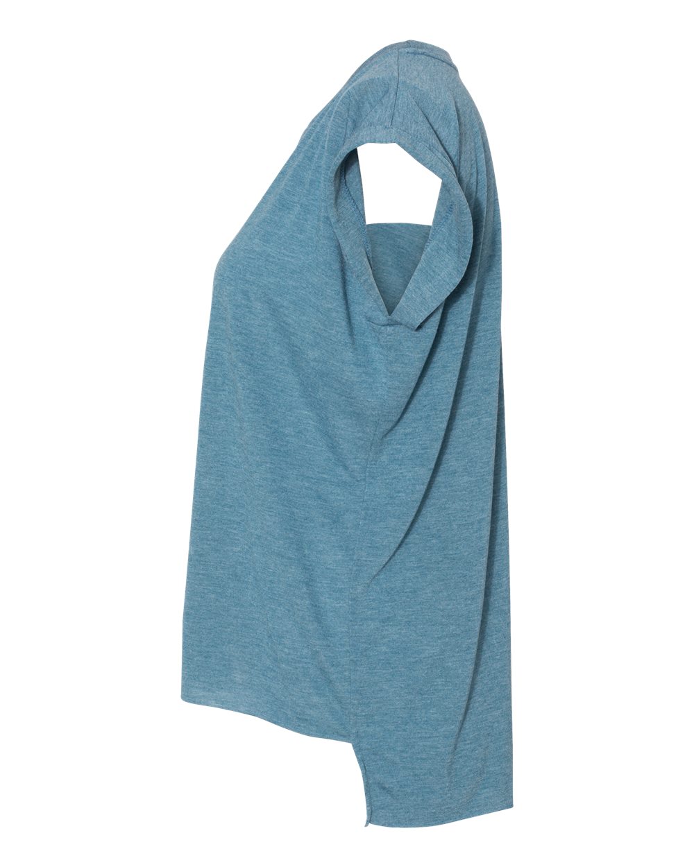 Left View of Heather Deep Teal Women’s Flowy Rolled Cuffs Muscle Tee - 8804