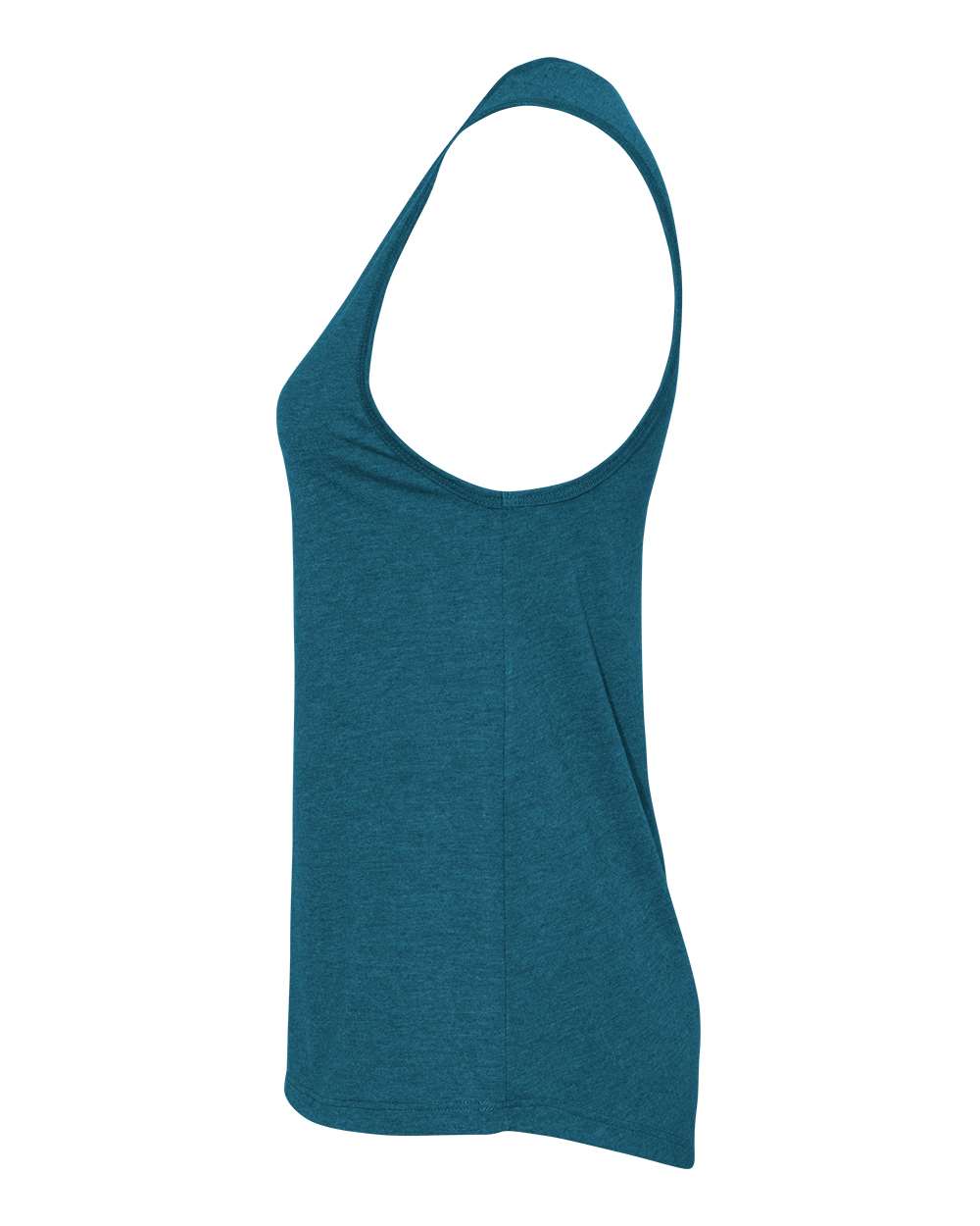 Left View of Heather Deep Teal Women&#39;s Jersey Muscle Tank - 6003