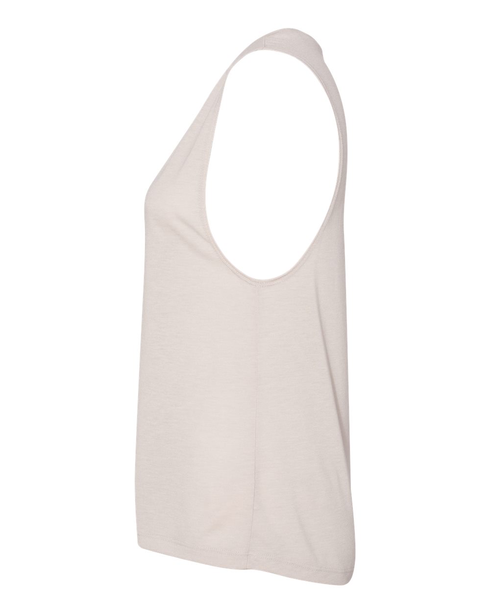 Left View of Heather Dust Women&#39;s Flowy Scoop Muscle Tank - 8803