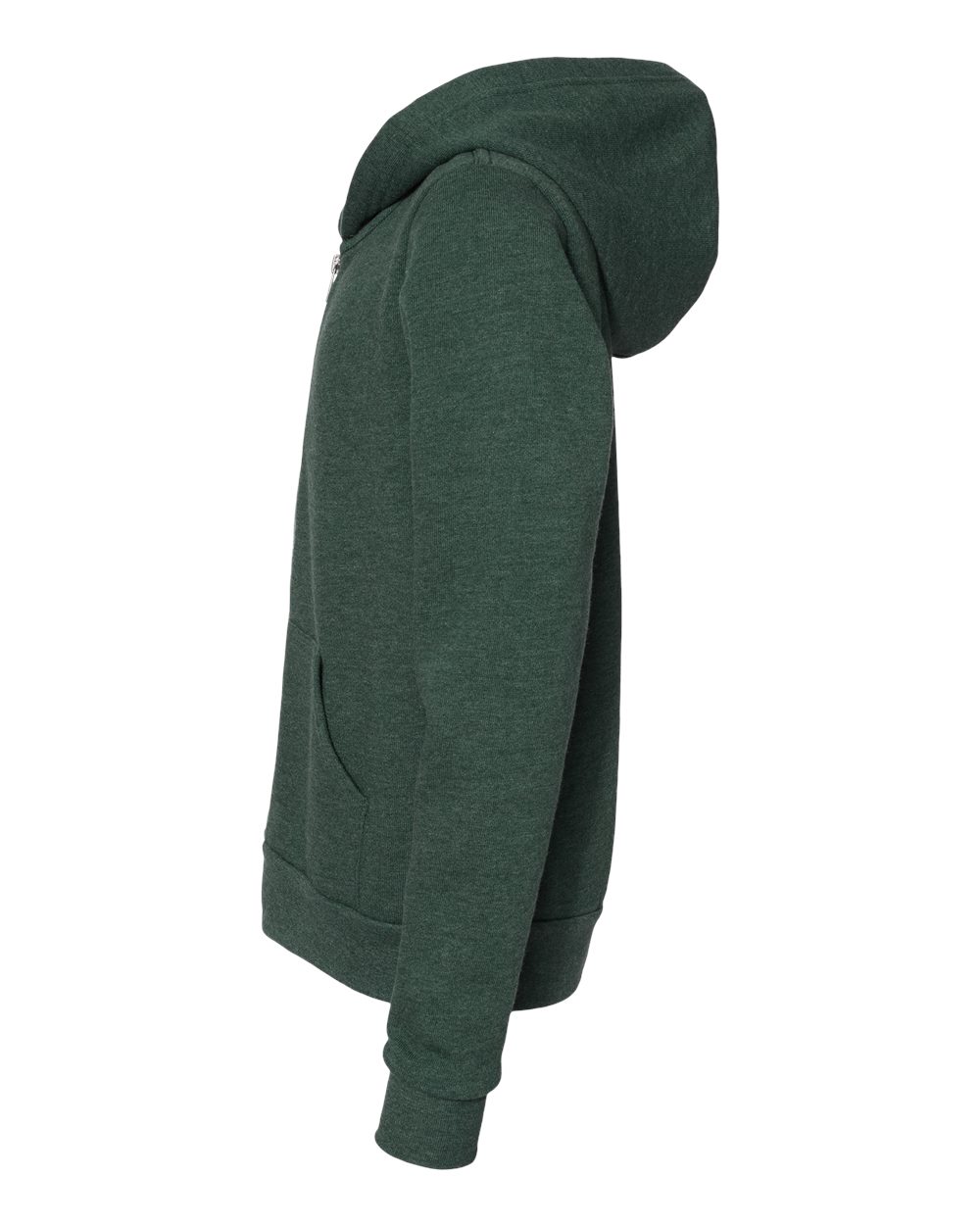 Left View of Heather Forest Youth Sponge Fleece Full-Zip Hoodie - 3739Y
