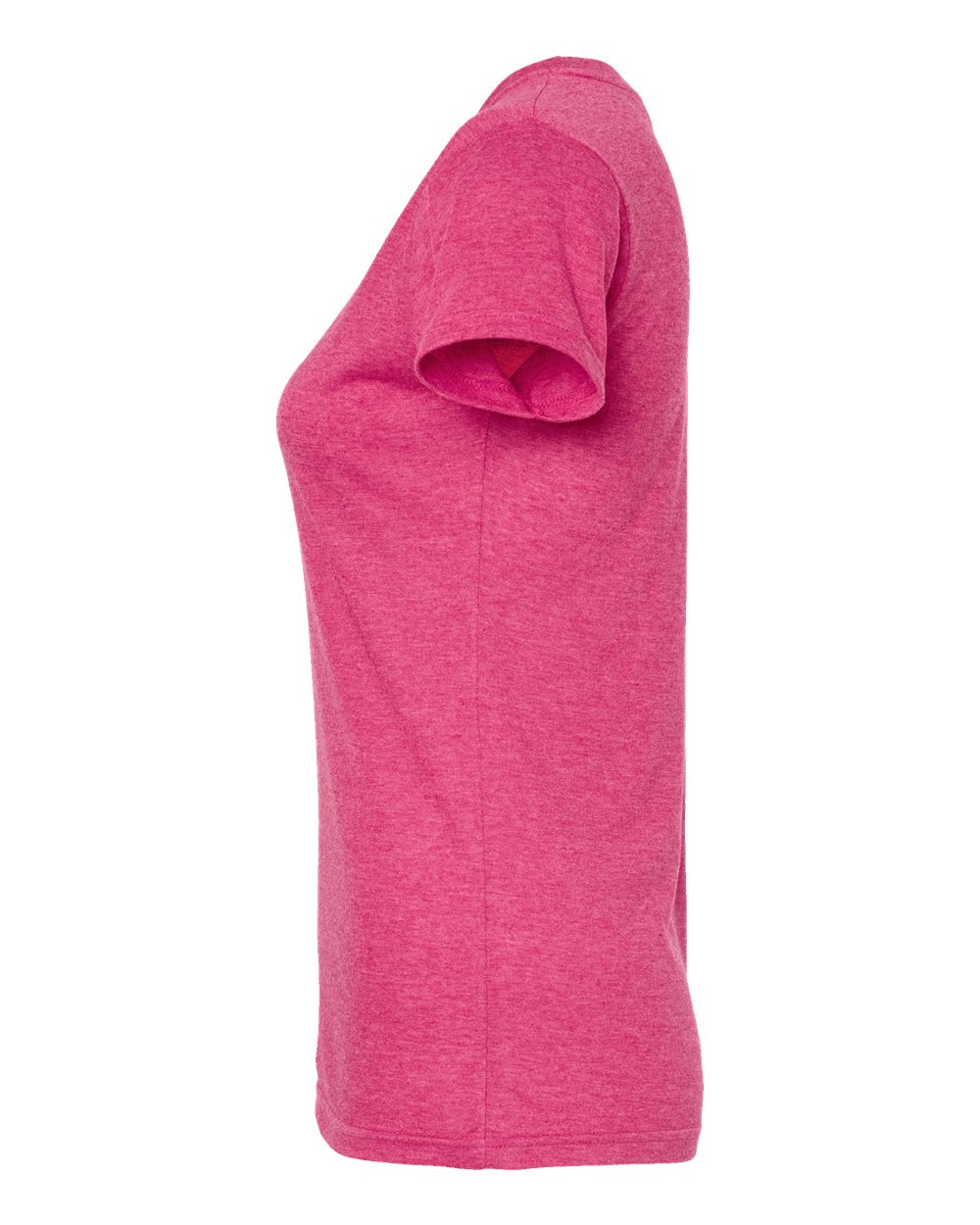 Left View of Heather Fuchsia Women&#39;s Poly-Rich T-Shirt - 240