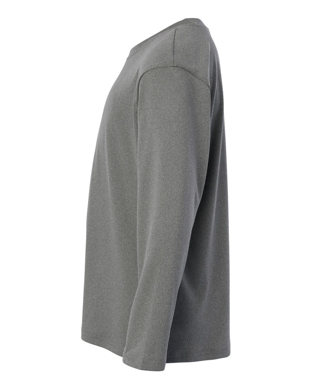 Left View of Heather Granite Pro-Lock Youth Performance Long Sleeve T-Shirt - 48400Y