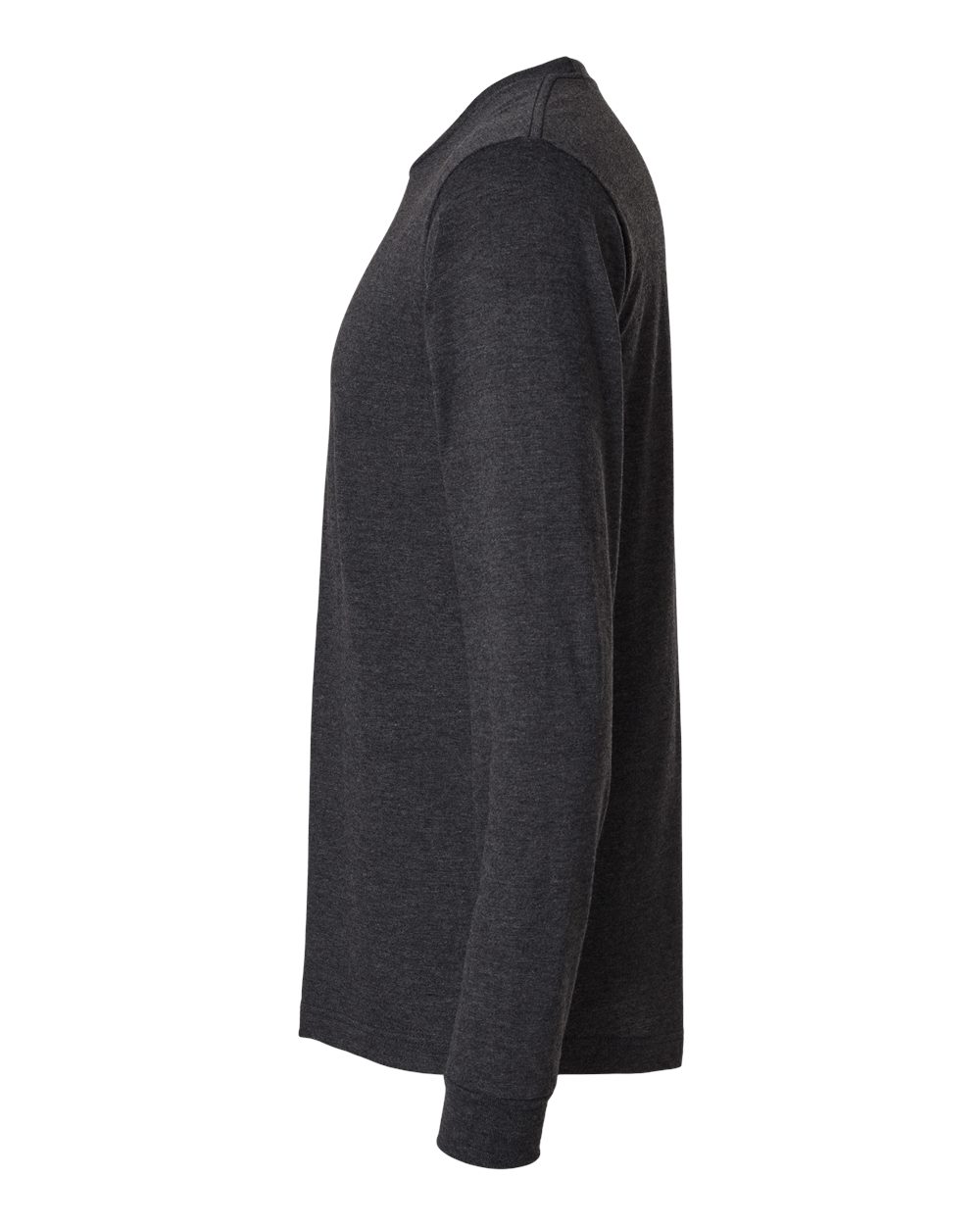 Left View of Heather Graphite Fine Jersey Long Sleeve T-Shirt - 202LS