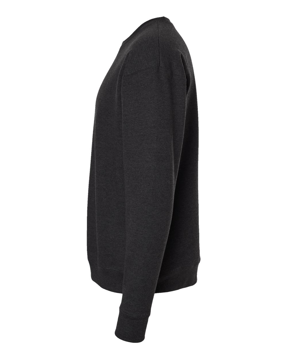 Left View of Heather Graphite Fleece Crewneck Sweatshirt - 340