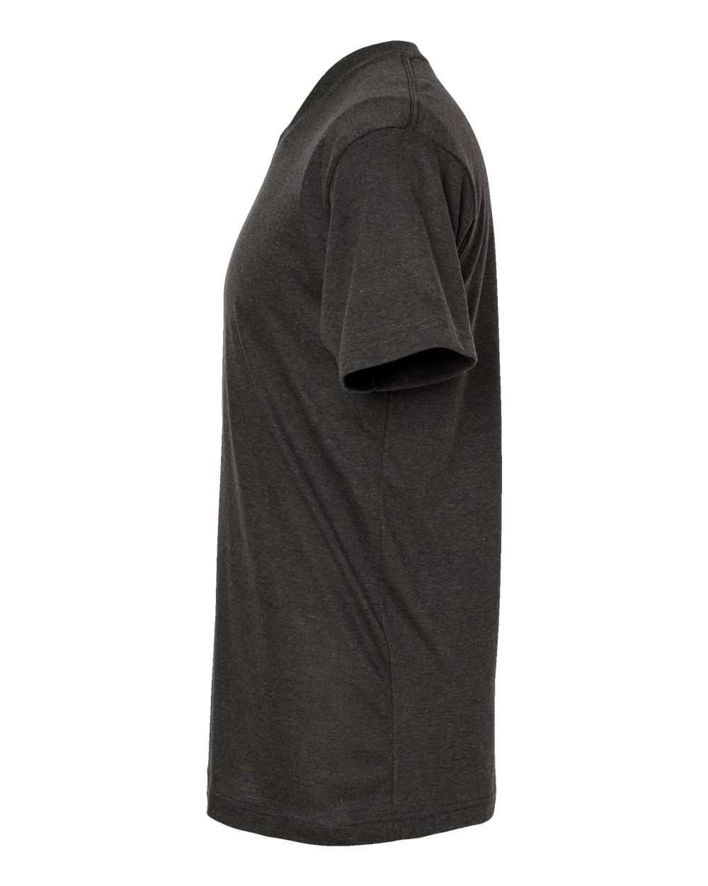 Left View of Heather Graphite Poly-Rich V-Neck T-Shirt - 207