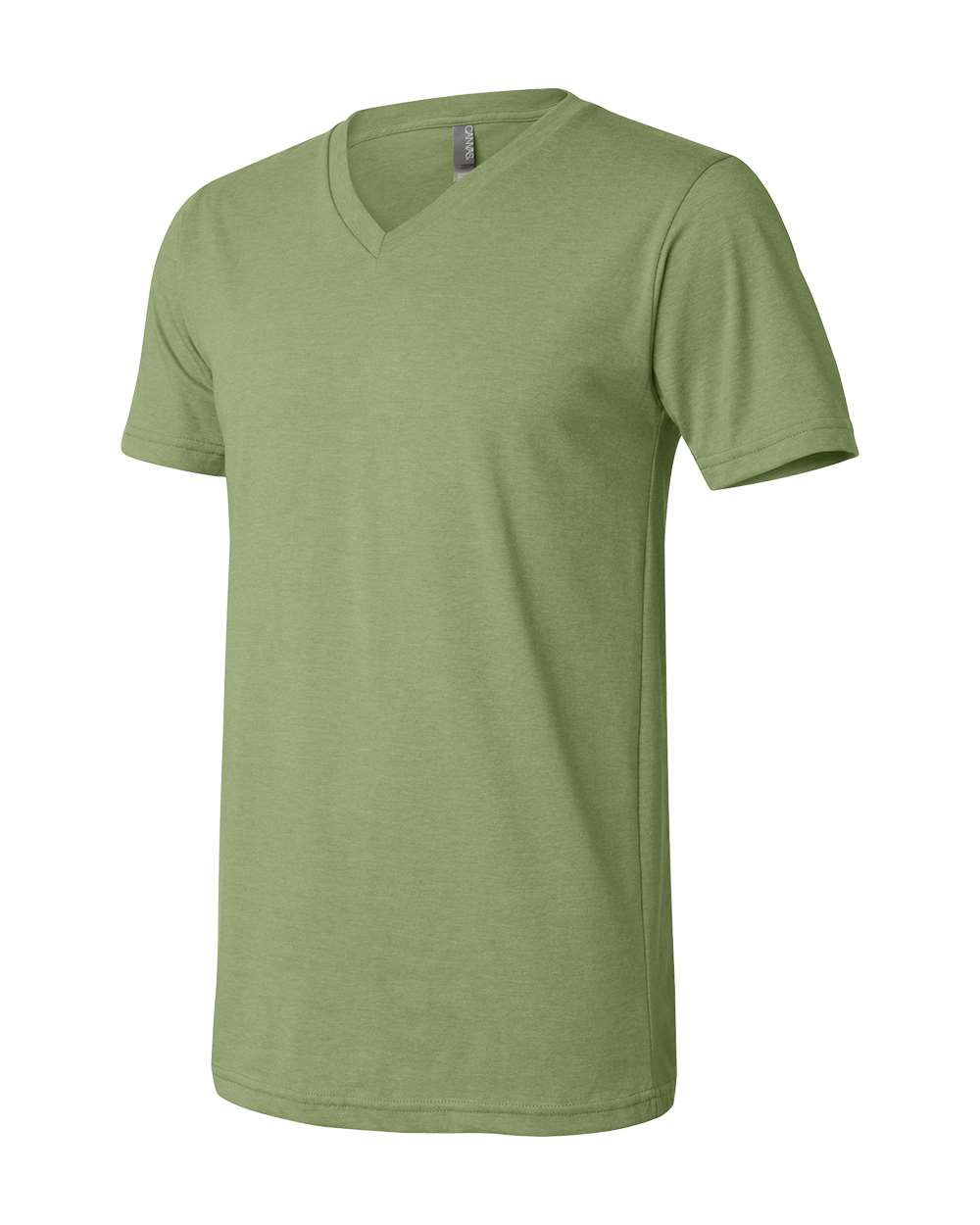 Left View of Heather Green Heather CVC V-Neck Tee - 3005CVC