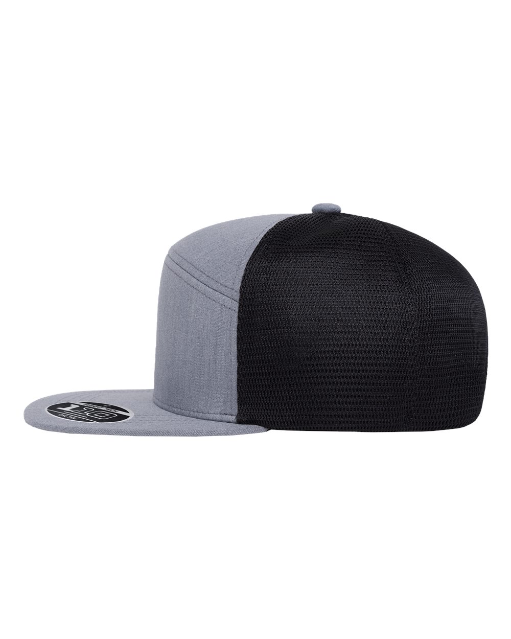 Left View of Heather Grey/ Black 110® Mesh Arch Cap - 110AR1 plain