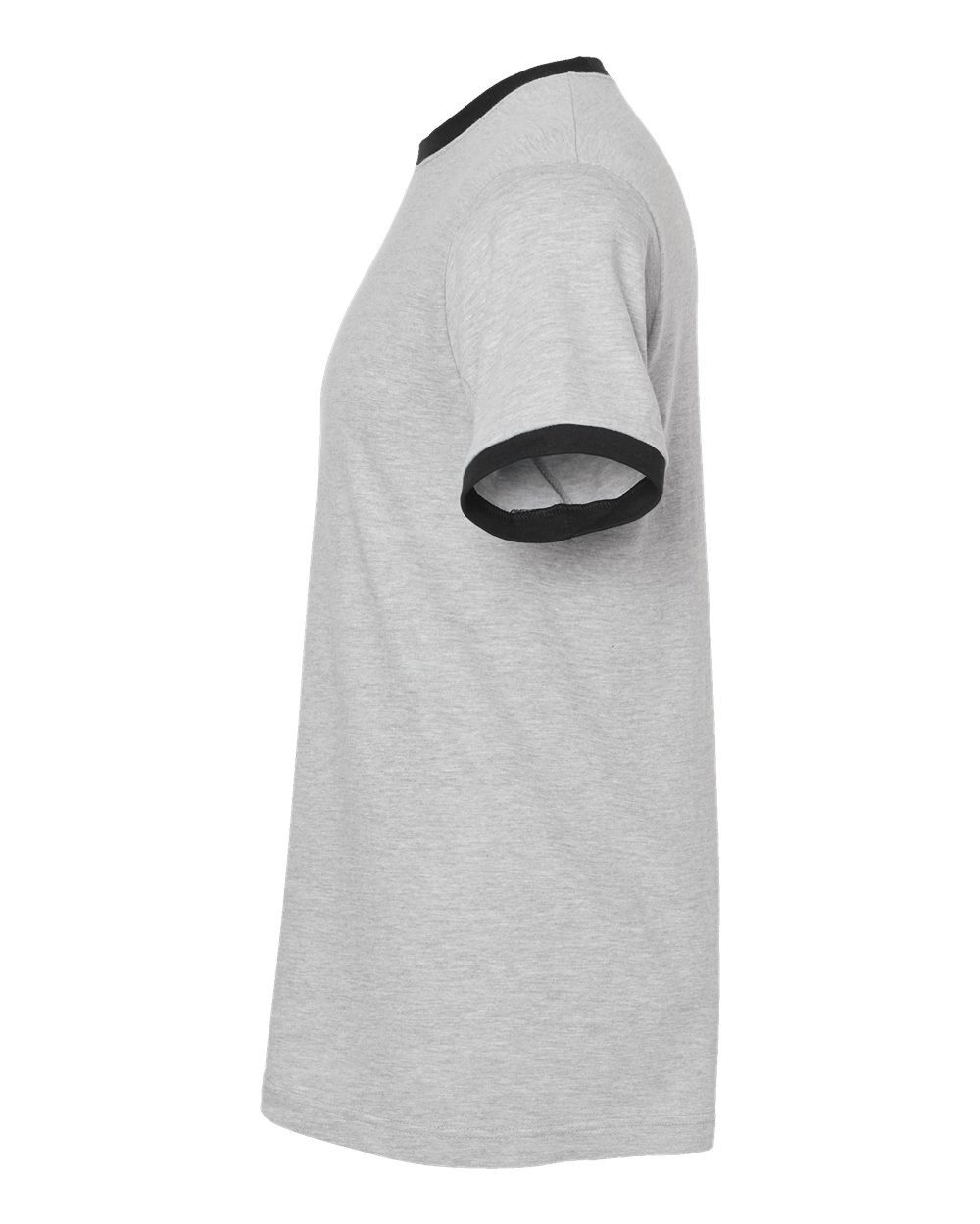 Left View of Heather Grey/ Black Fine Jersey Ringer T-Shirt - 246