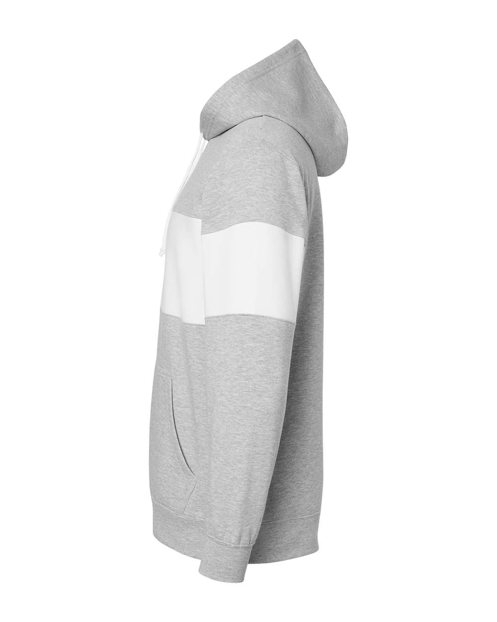Left View of Heather Grey Classic Fleece Colorblocked Hooded Sweatshirt - 22709