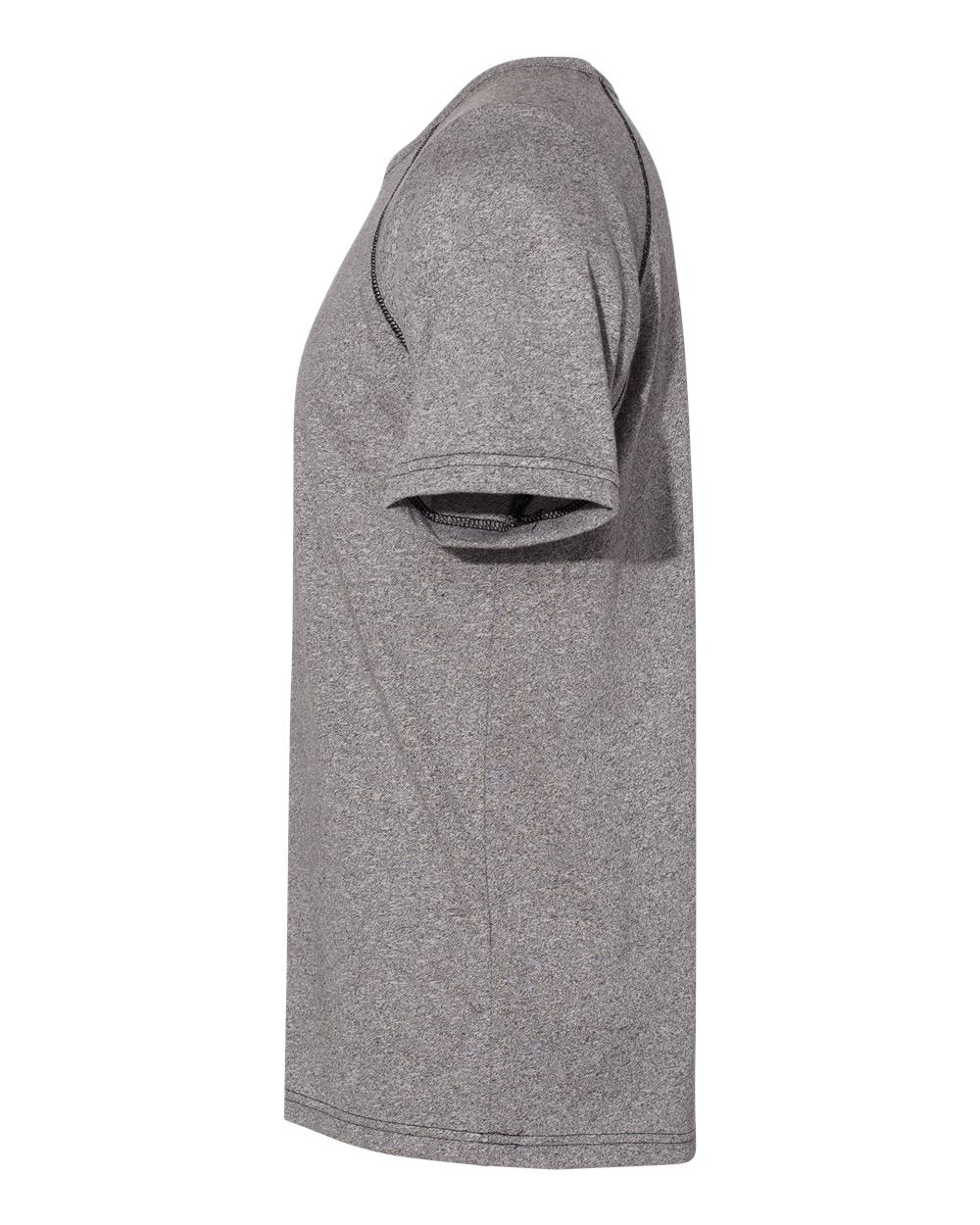 Left View of Heather Grey Mock Twist Raglan T-Shirt - 2050