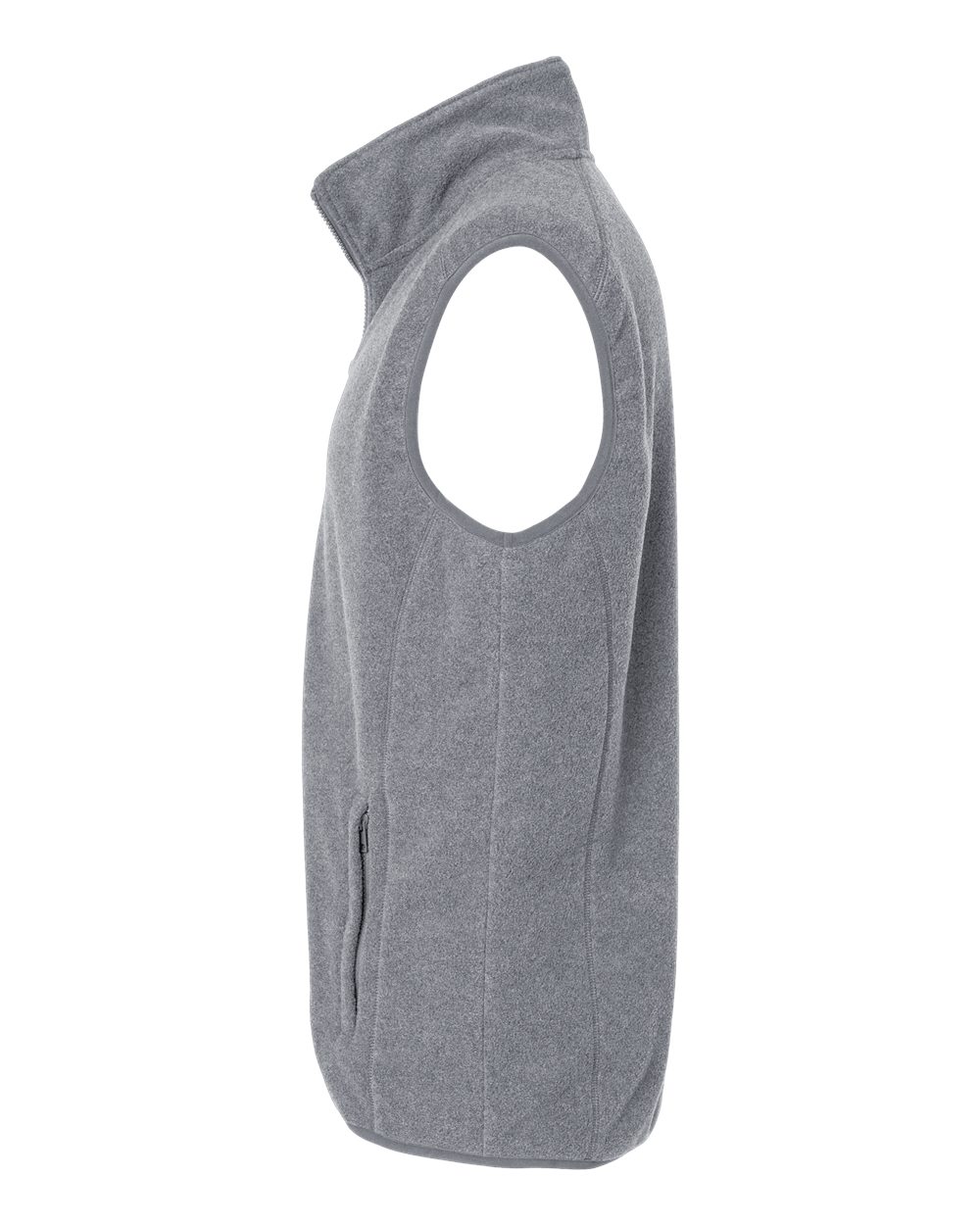 Left View of Heather Grey Polar Fleece Vest - 3012
