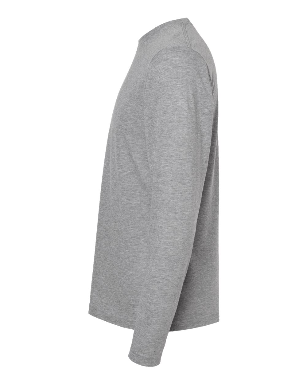 Left View of Heather Grey Poly-Rich Long Sleeve T-Shirt - 242