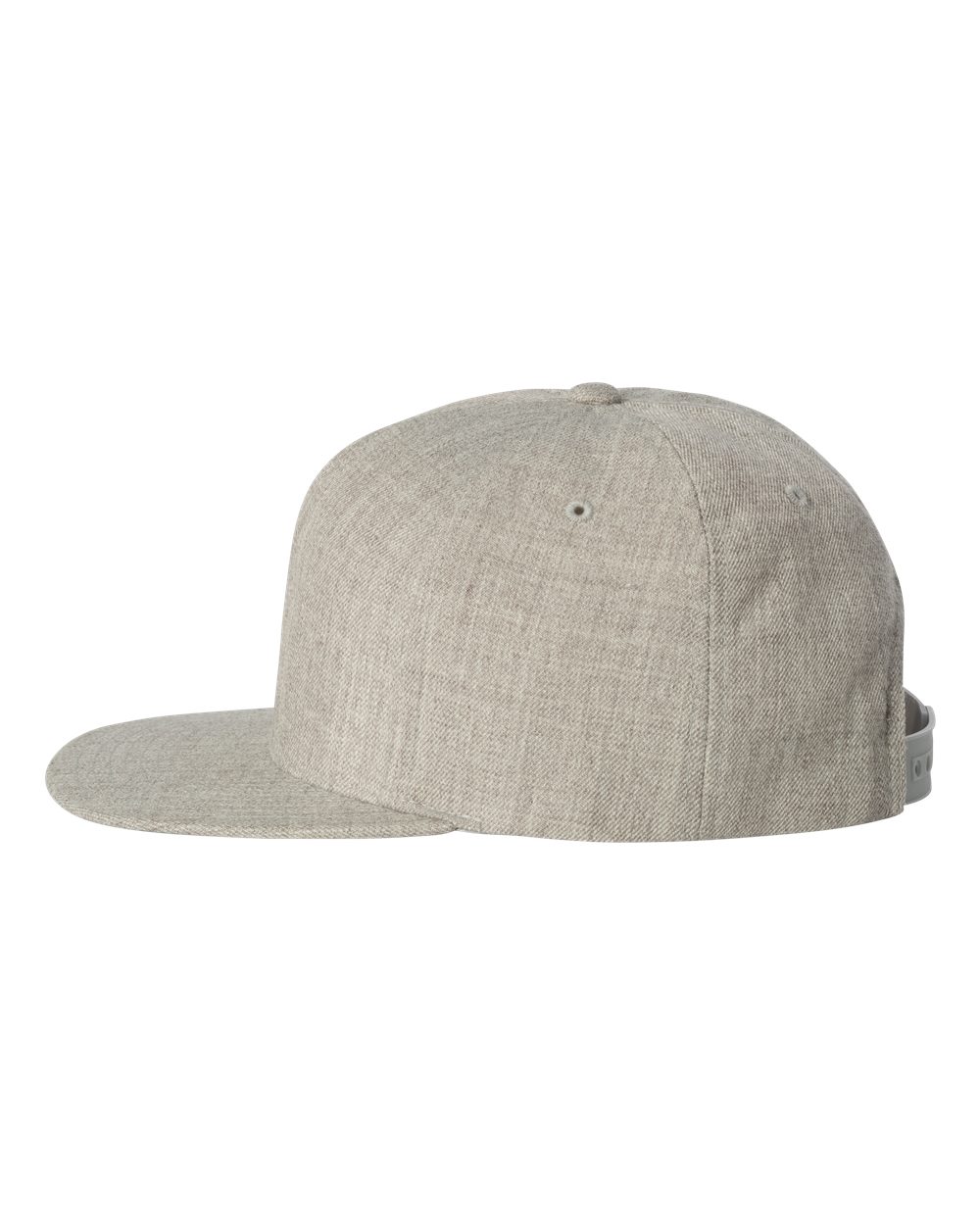 Left View of Heather Grey Premium Five-Panel Snapback Cap - 5089M