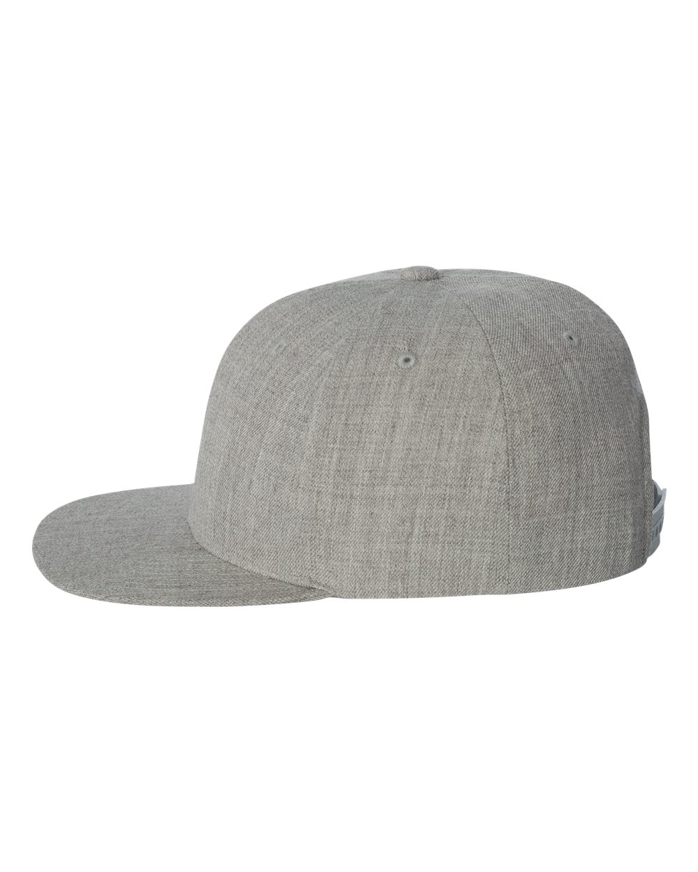 Left View of Heather Grey Premium Flat Bill Snapback Cap - 6089M