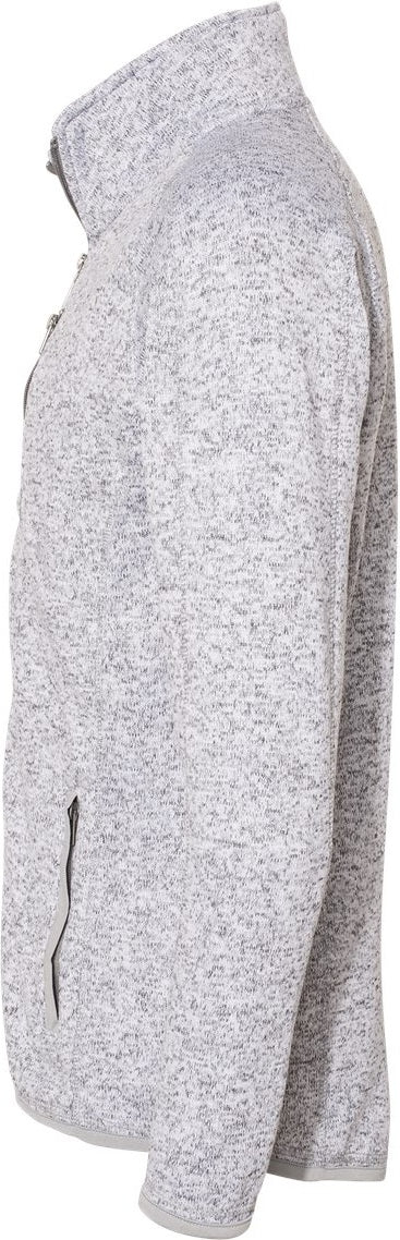 Left View of Heather Grey Sweater Knit Jacket - 3901