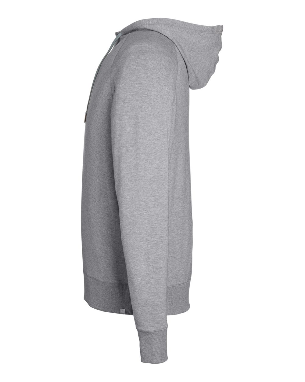 Rear View of Heather Grey Varsity Hooded Sweatshirt - TM654