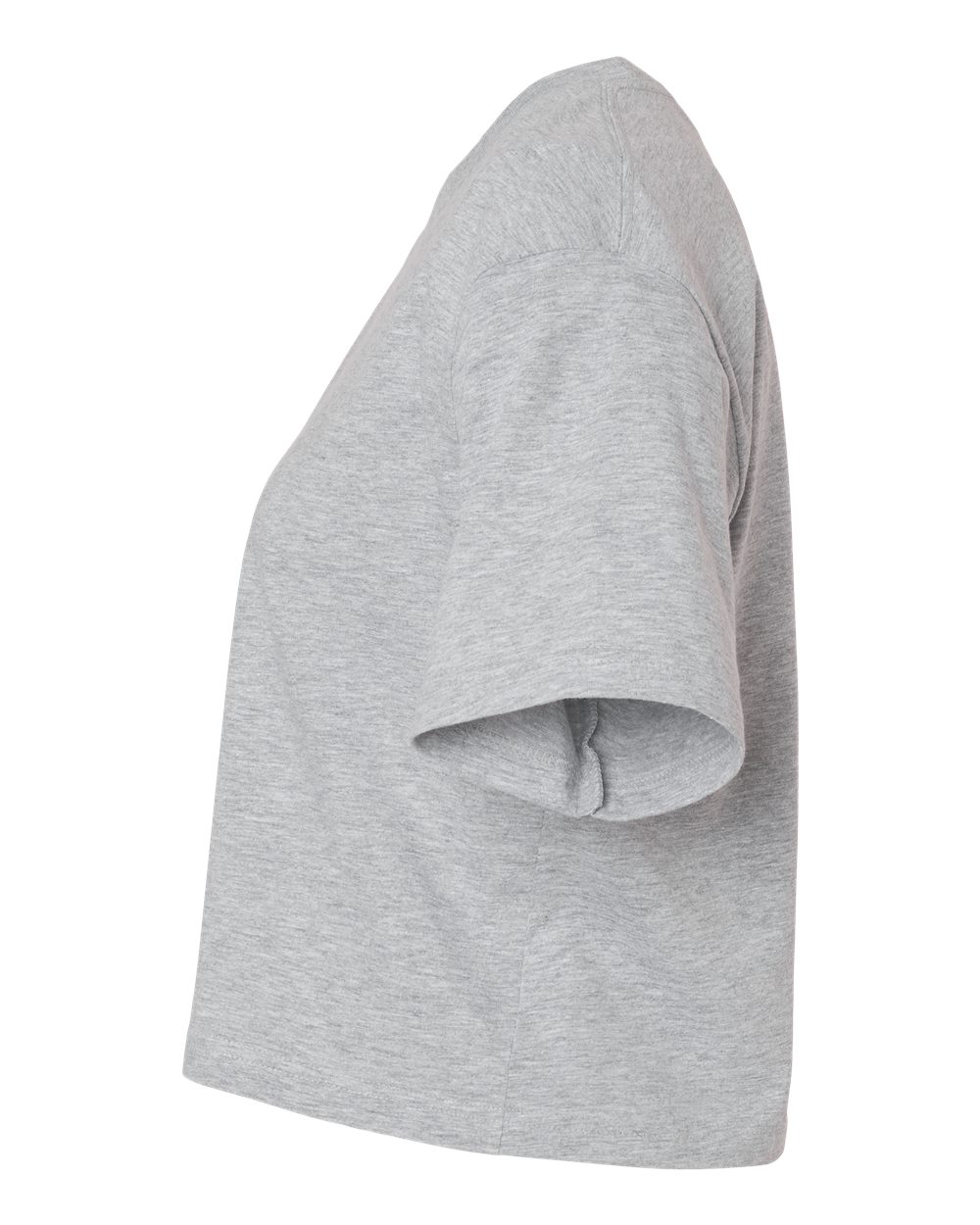 Left View of Heather Grey Women&#39;s Fine Jersey Boxy Tee - 102