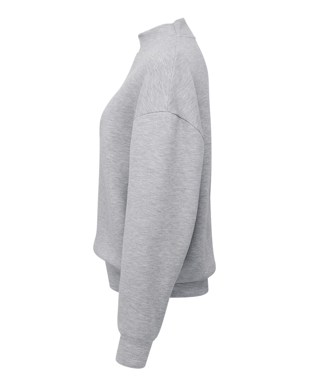 Left View of Heather Grey Women's Luxe Mock Neck Sweatshirt - TD660 plain