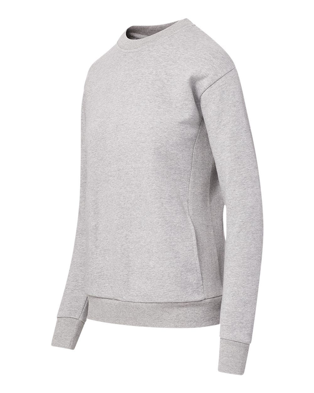 Left View of Heather Grey Women&#39;s Raelynn Cloud Fleece Crewneck Sweatshirt - W23140