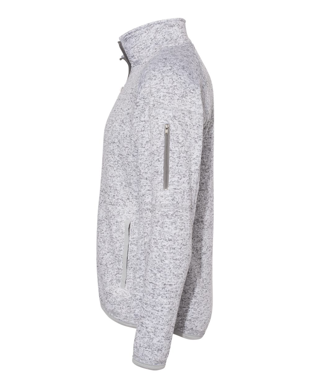 Left View of Heather Grey Women&#39;s Sweater Knit Jacket - 5901