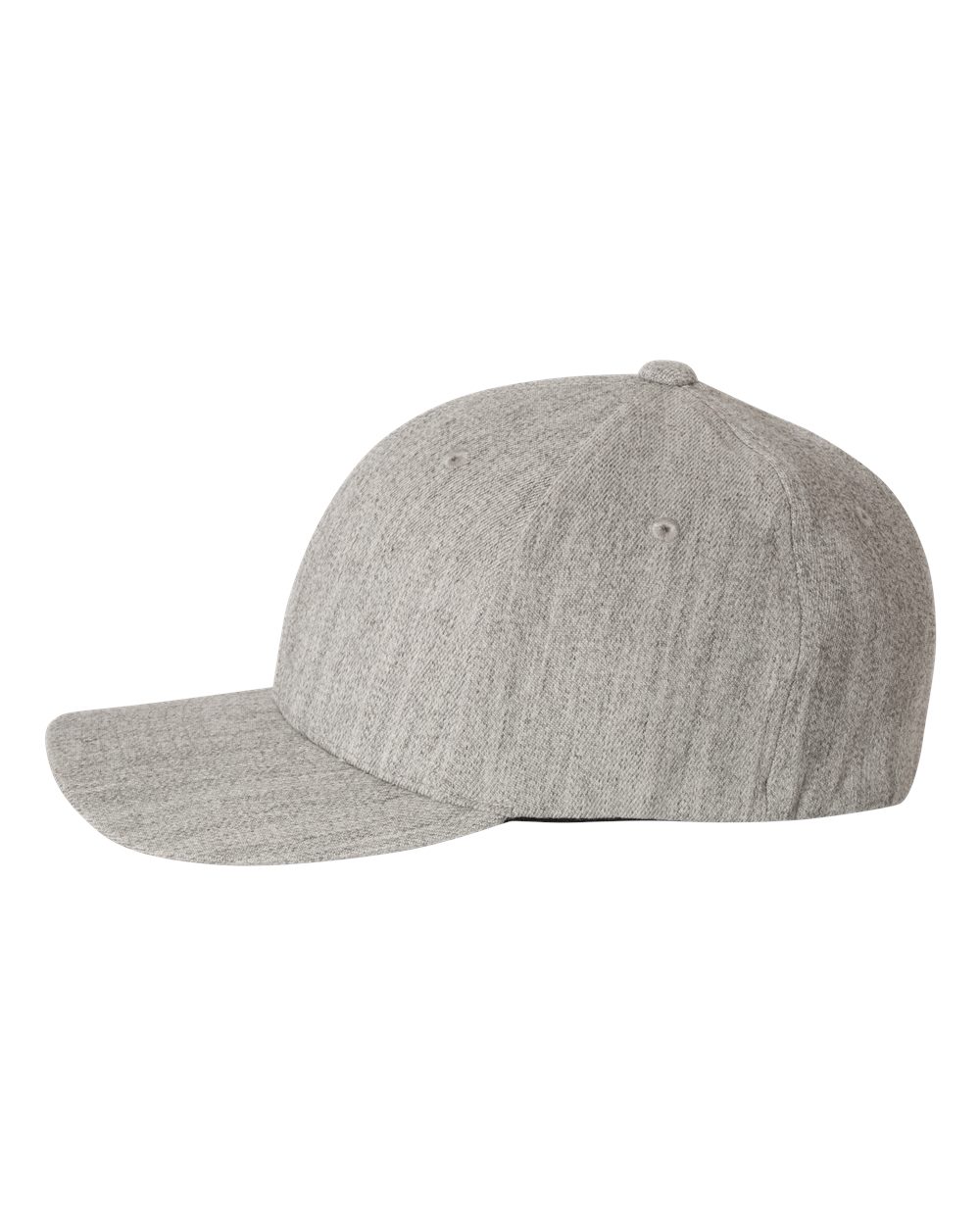 Left View of Heather Grey Wool-Blend Cap - 6477