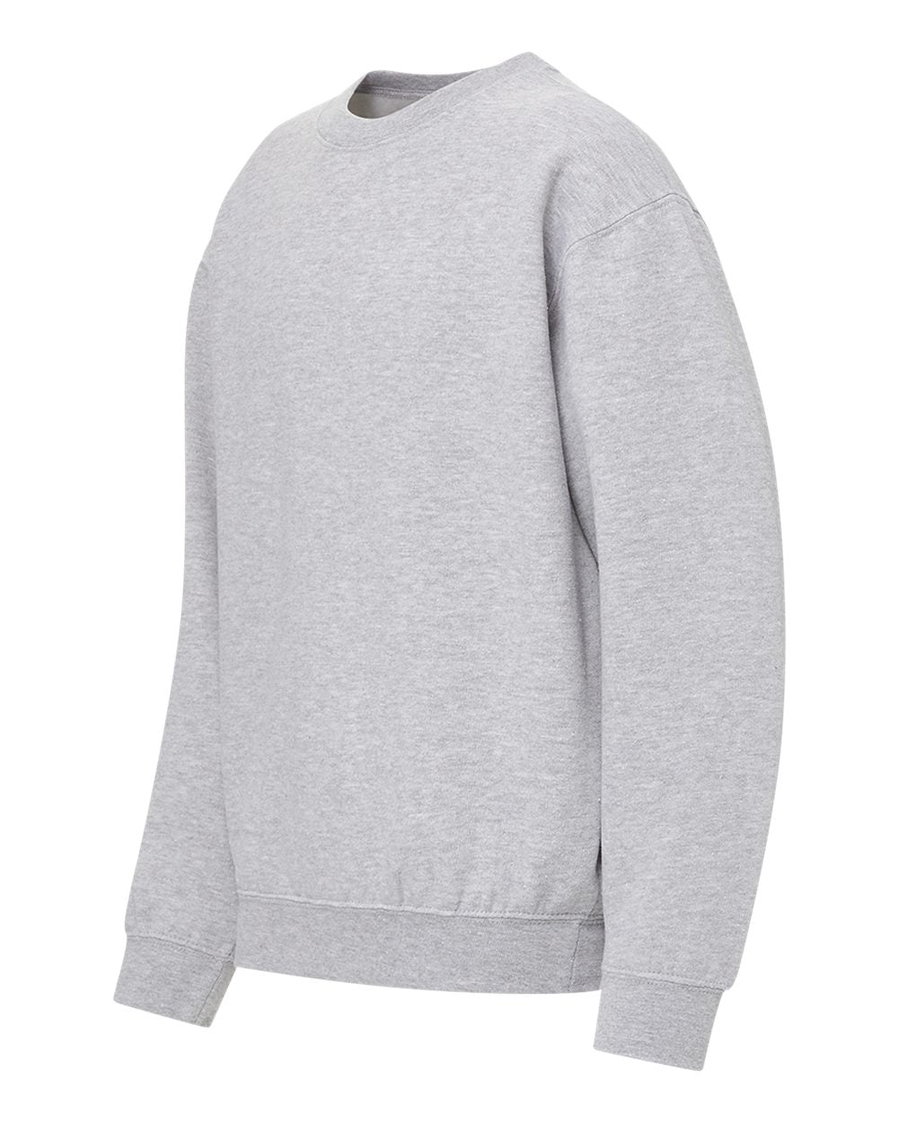 Left View of Heather Grey Youth Buddy Crewneck Sweatshirt - 23154Y plain