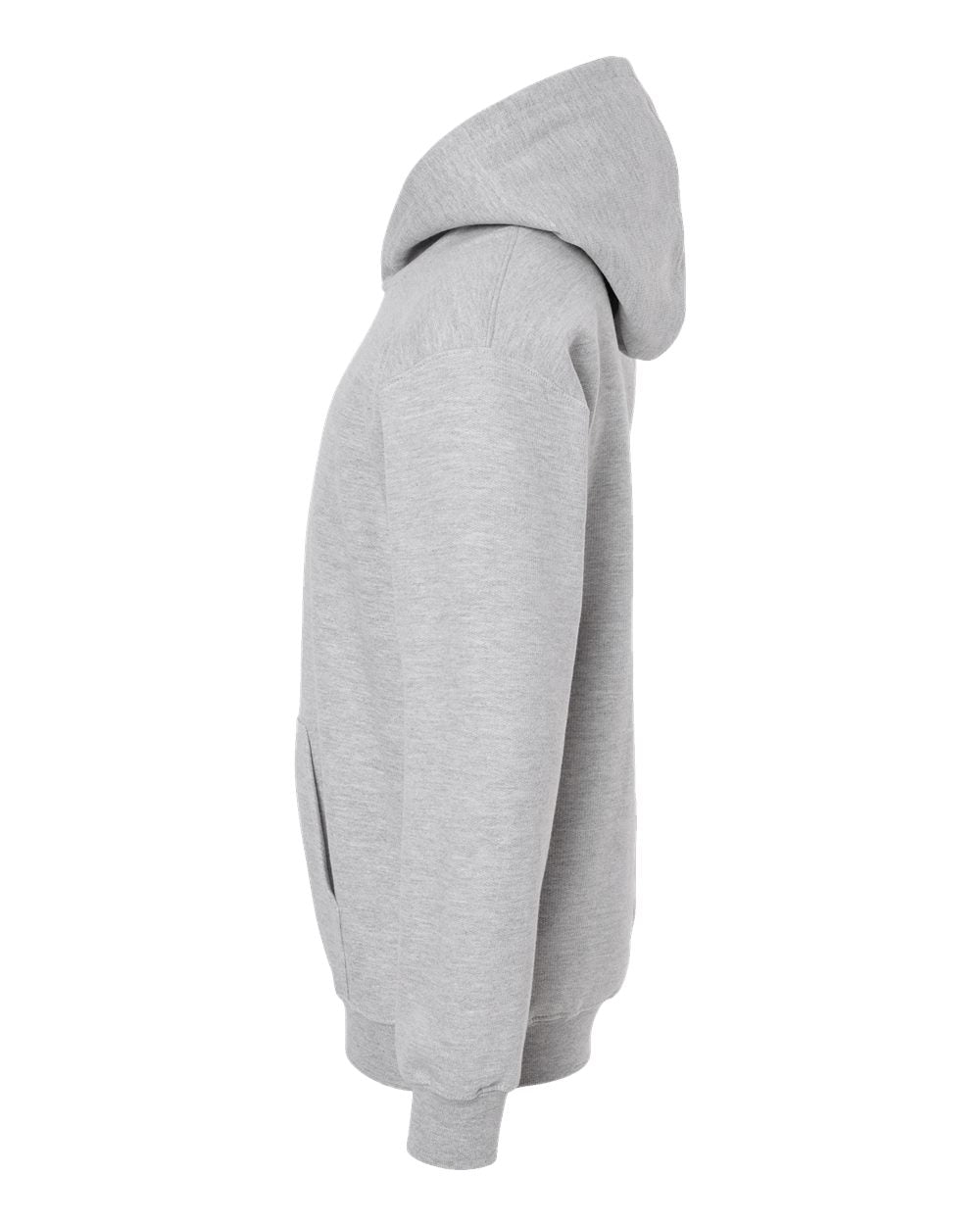 Left View of Heather Grey Youth Hooded Sweatshirt - 320Y