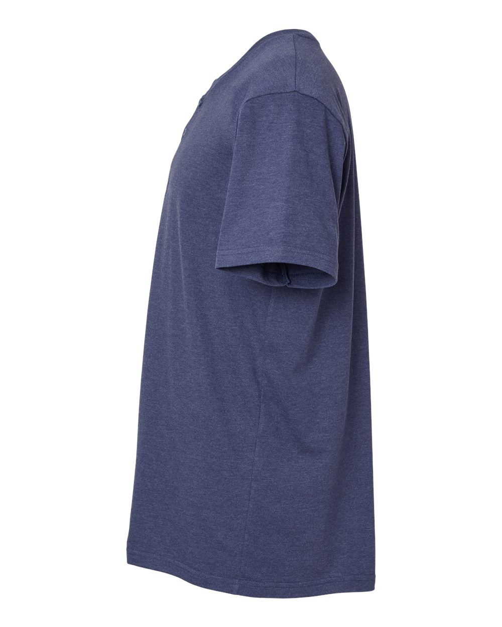 Left View of Heather Indigo CVC Henley Tee - 2004CVC