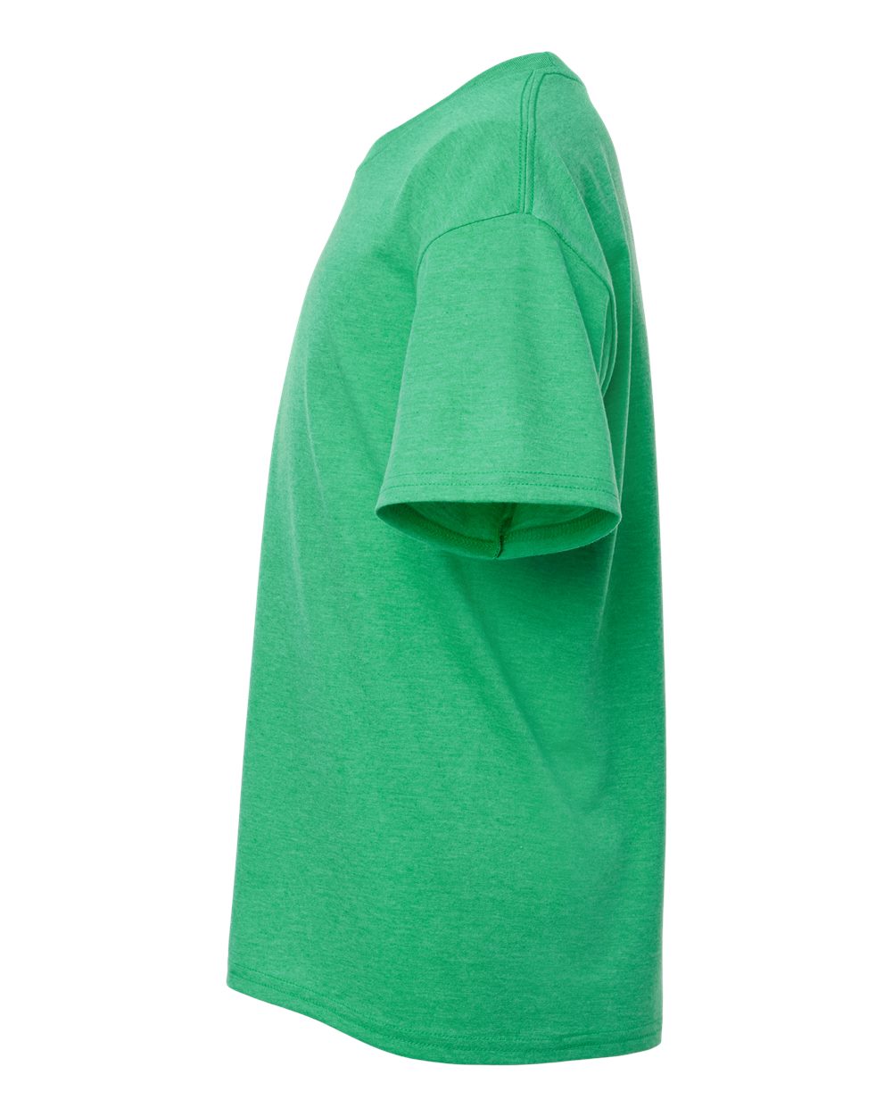Left View of Heather Irish Green Light Cotton Youth T-Shirt - 3000B