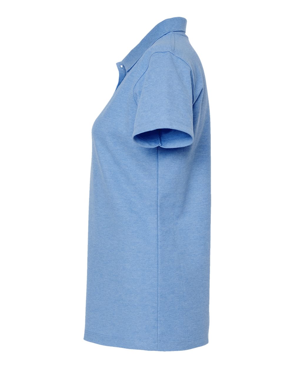 Left View of Heather Light Blue Women&#39;s 50/50 Sport Pique Polo - 401