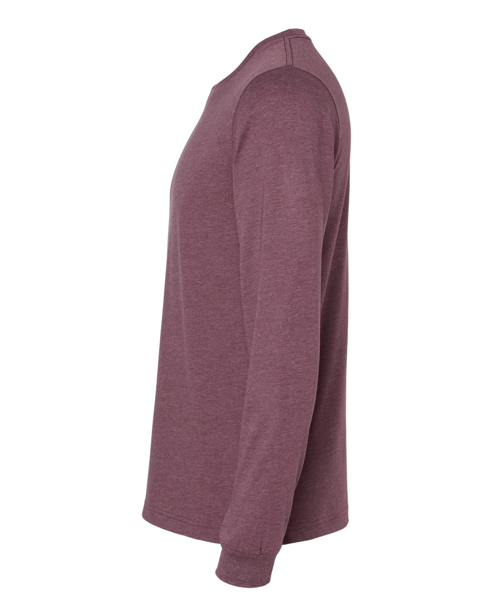 Left View of Heather Maroon Heather CVC Long Sleeve Tee - 3501CVC