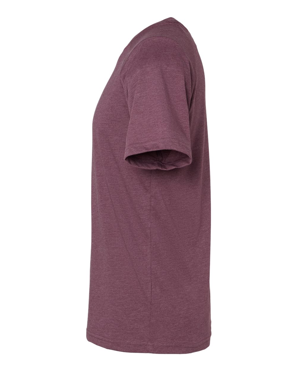 Left View of Heather Maroon Heather CVC Raglan Tee - 3201