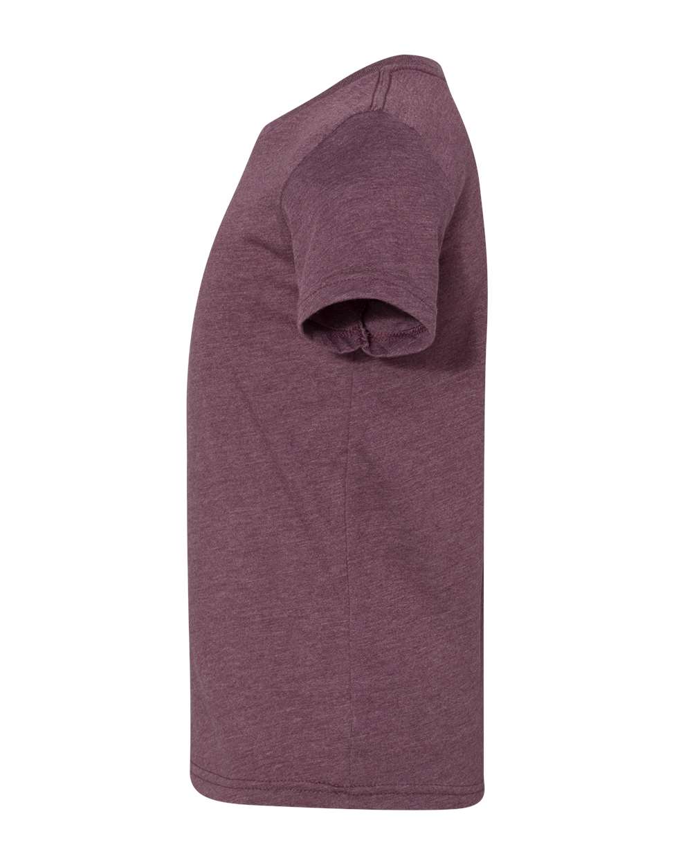 Left View of Heather Maroon Youth CVC Jersey Tee - 3001YCVC
