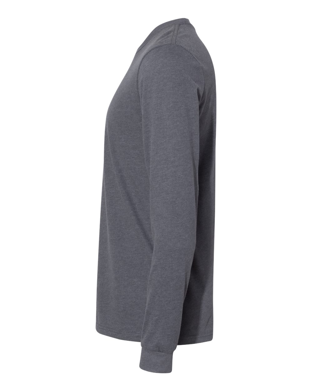 Left View of Heather Metal Sueded Long Sleeve T-Shirt - 6411