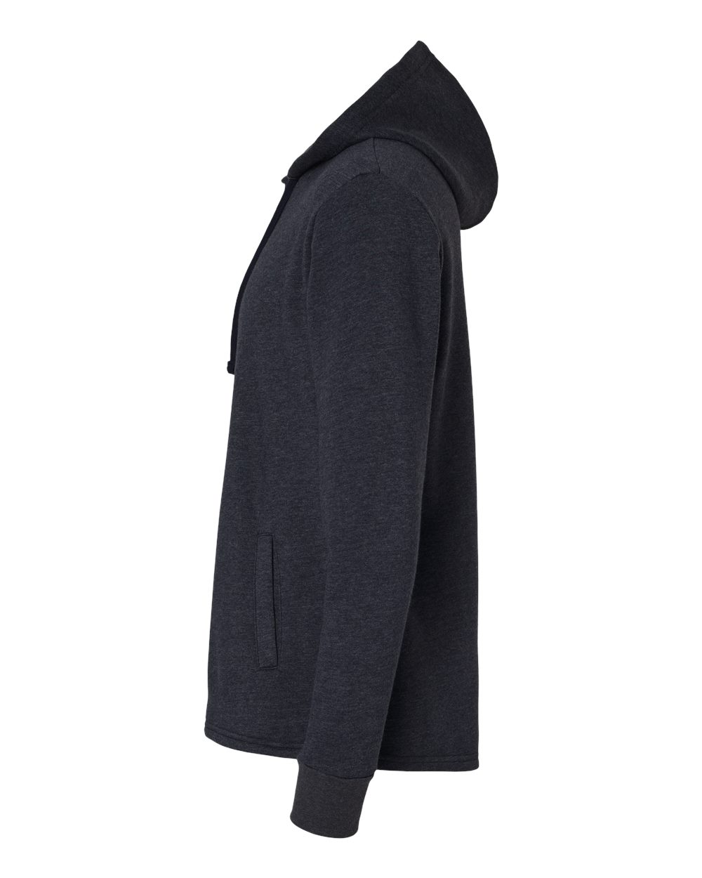 Left View of Heather Midnight Navy Malibu Welt Pocket Hoodie - 9300
