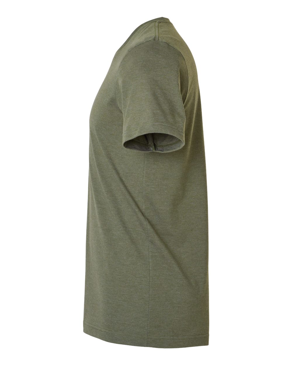 Left View of Heather Military Green Combed CVC T-Shirt - 602CVC
