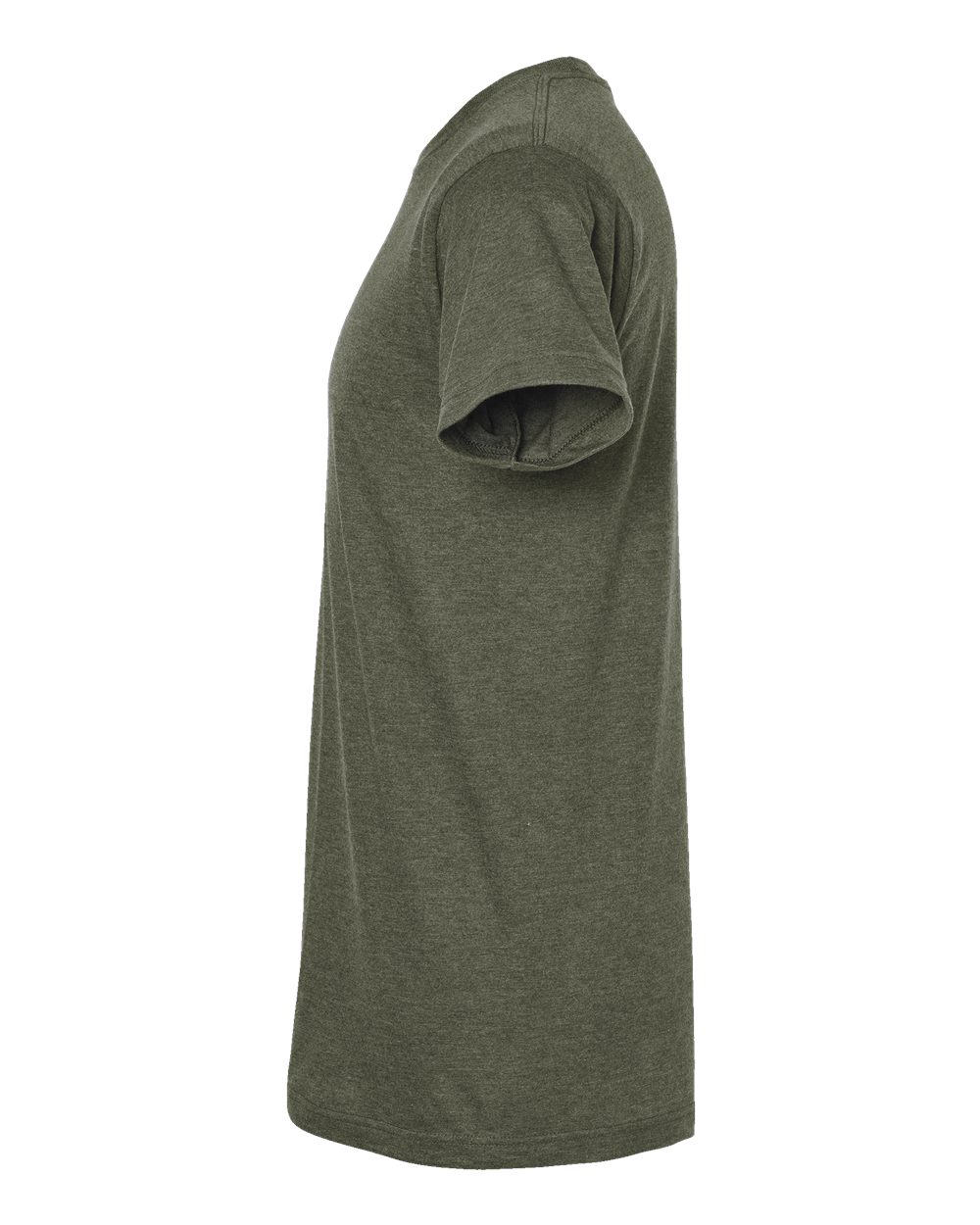 Left View of Heather Military Green Fine Jersey T-Shirt - 202