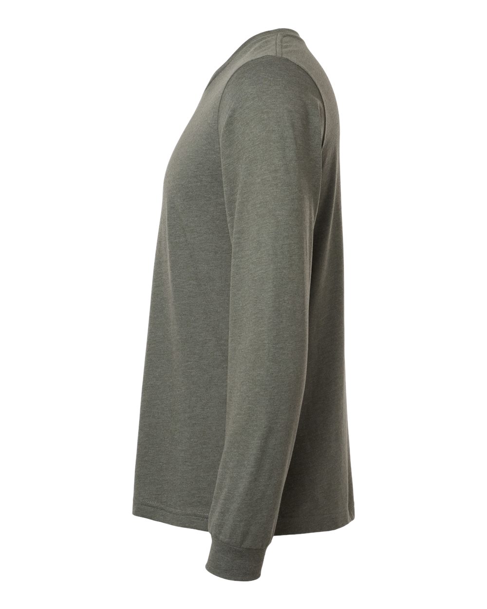 Left View of Heather Military Green Heather CVC Long Sleeve Tee - 3501CVC