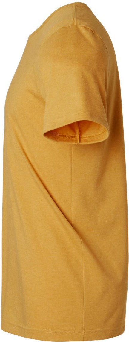 Left View of Heather Mustard Combed CVC T-Shirt - 602CVC